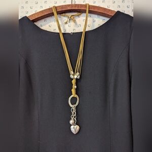 💕 Gillian Julius Cord Necklace gj tag silver heart ball chain circle waxed